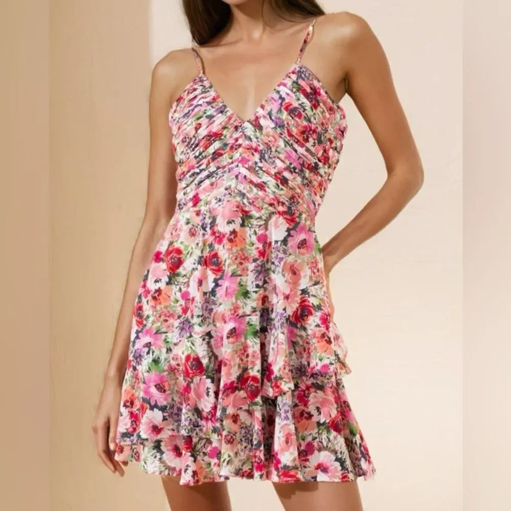 Yumi Kim Floral Ruffle Tiered Mini Jax Dress
